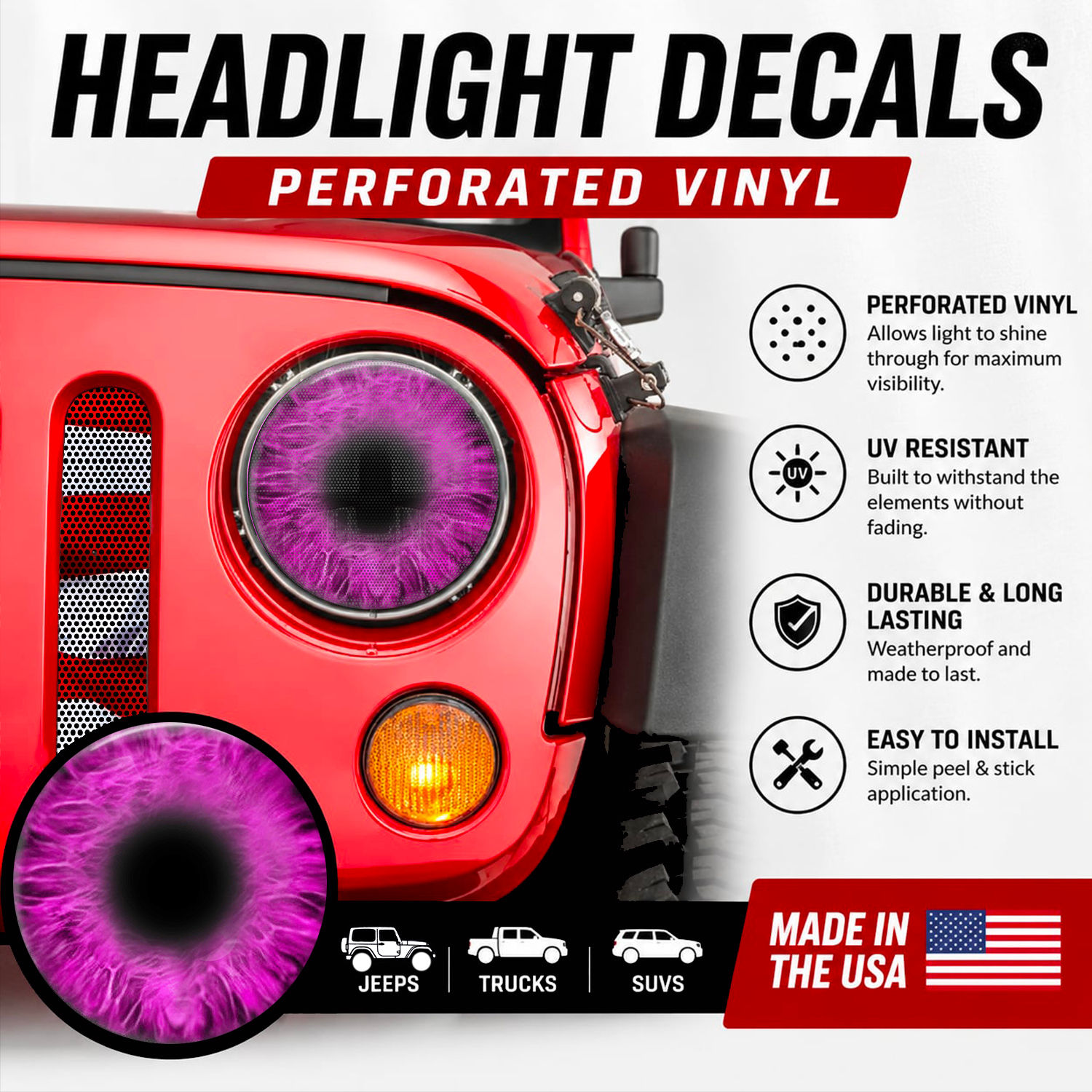 Pink CircularEye Headlight Decal
