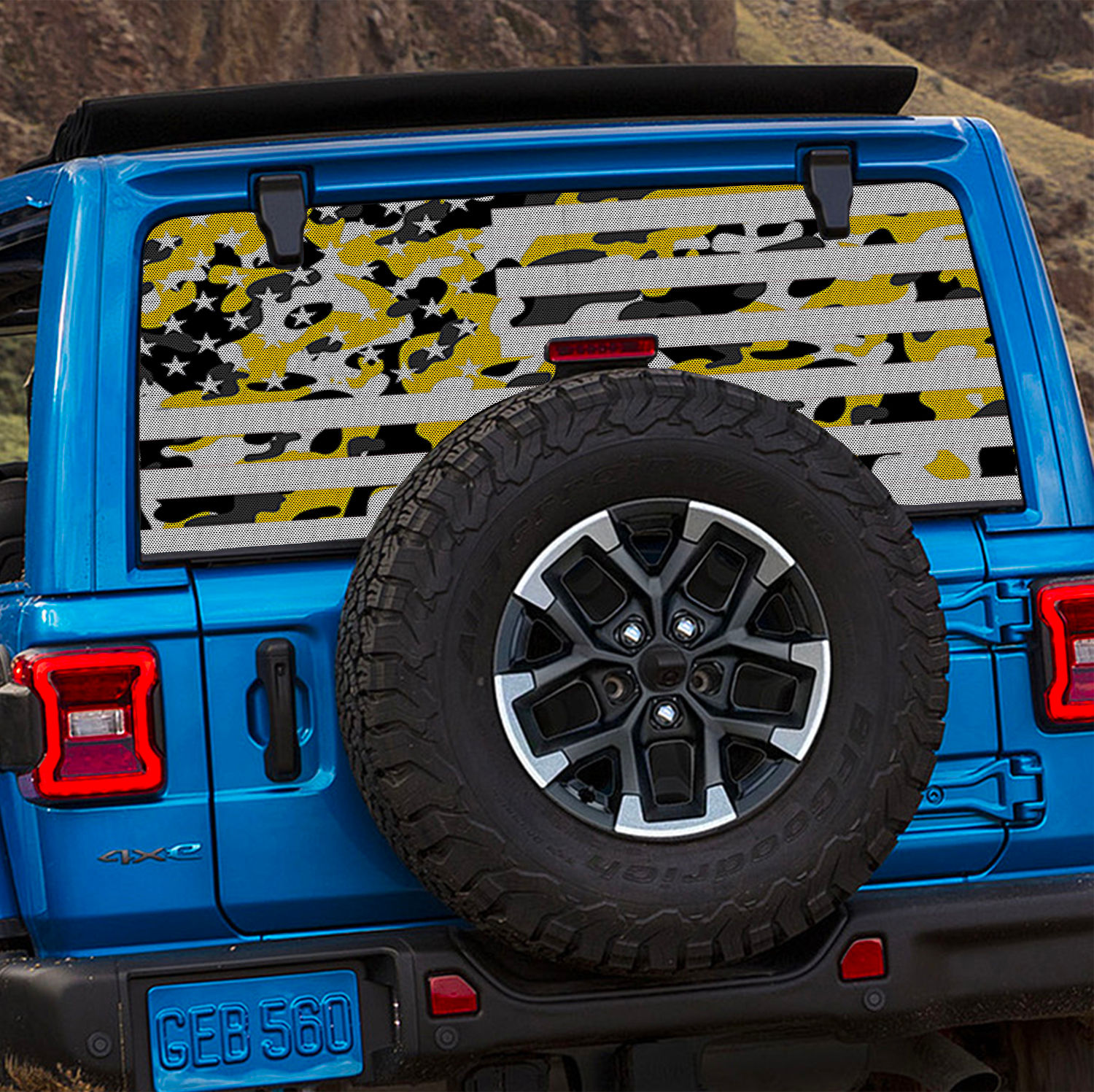 Yellow Camo Flag Rear Window Decal