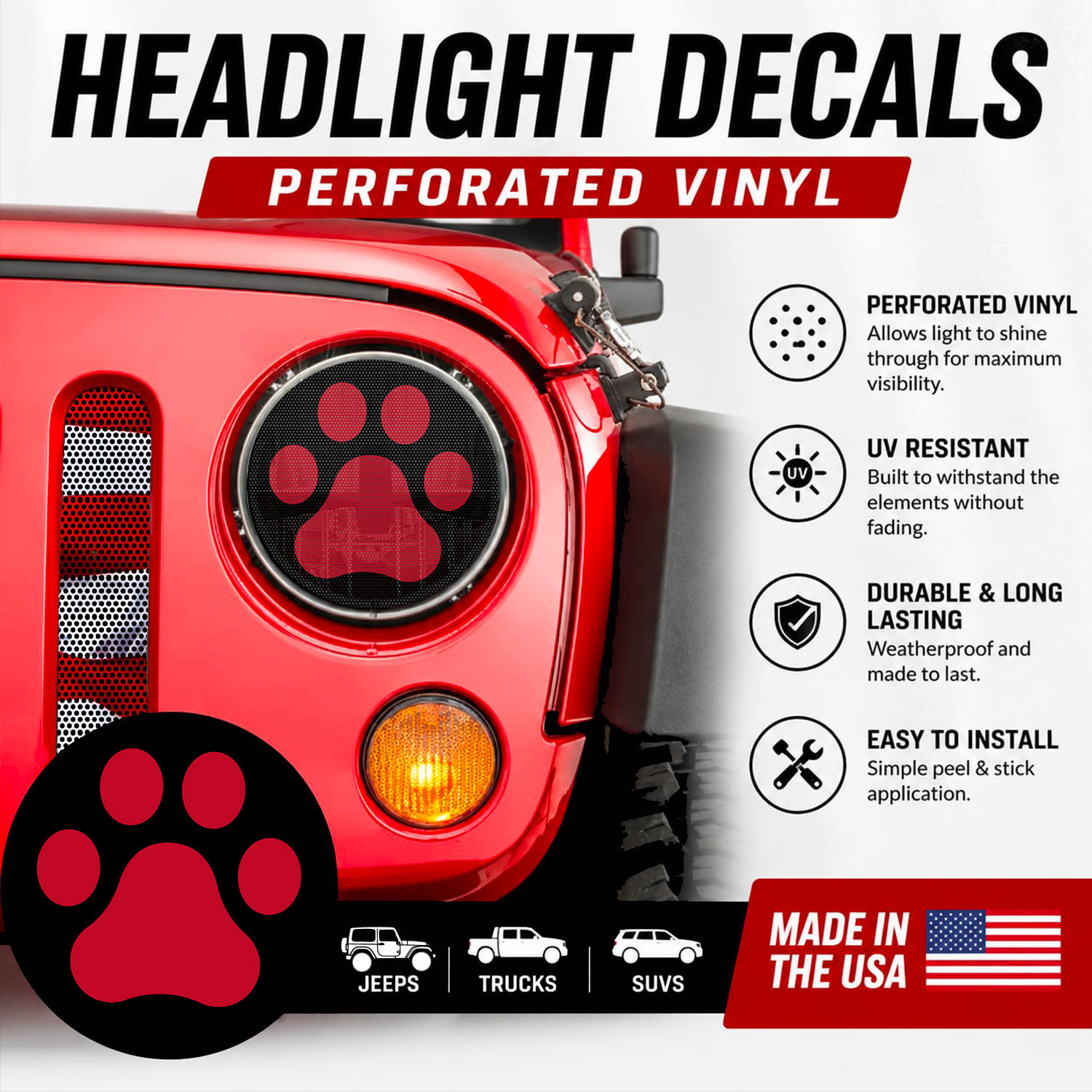 Paw Red Headlight Covers