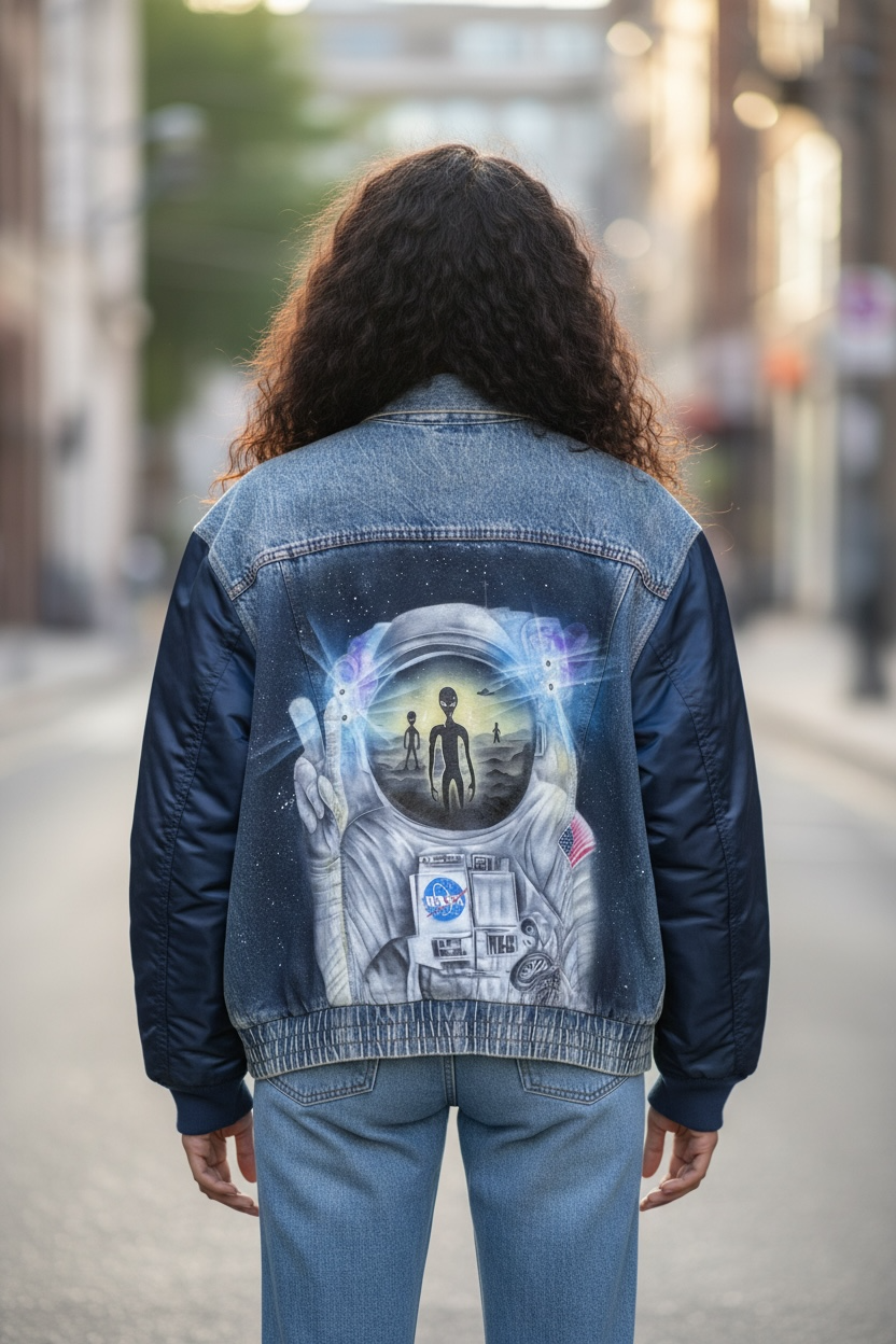 Thumbnail: “ Astronaut in Space” (Custom one of one) Vintage Levi’s Sherpa Jacket XXL