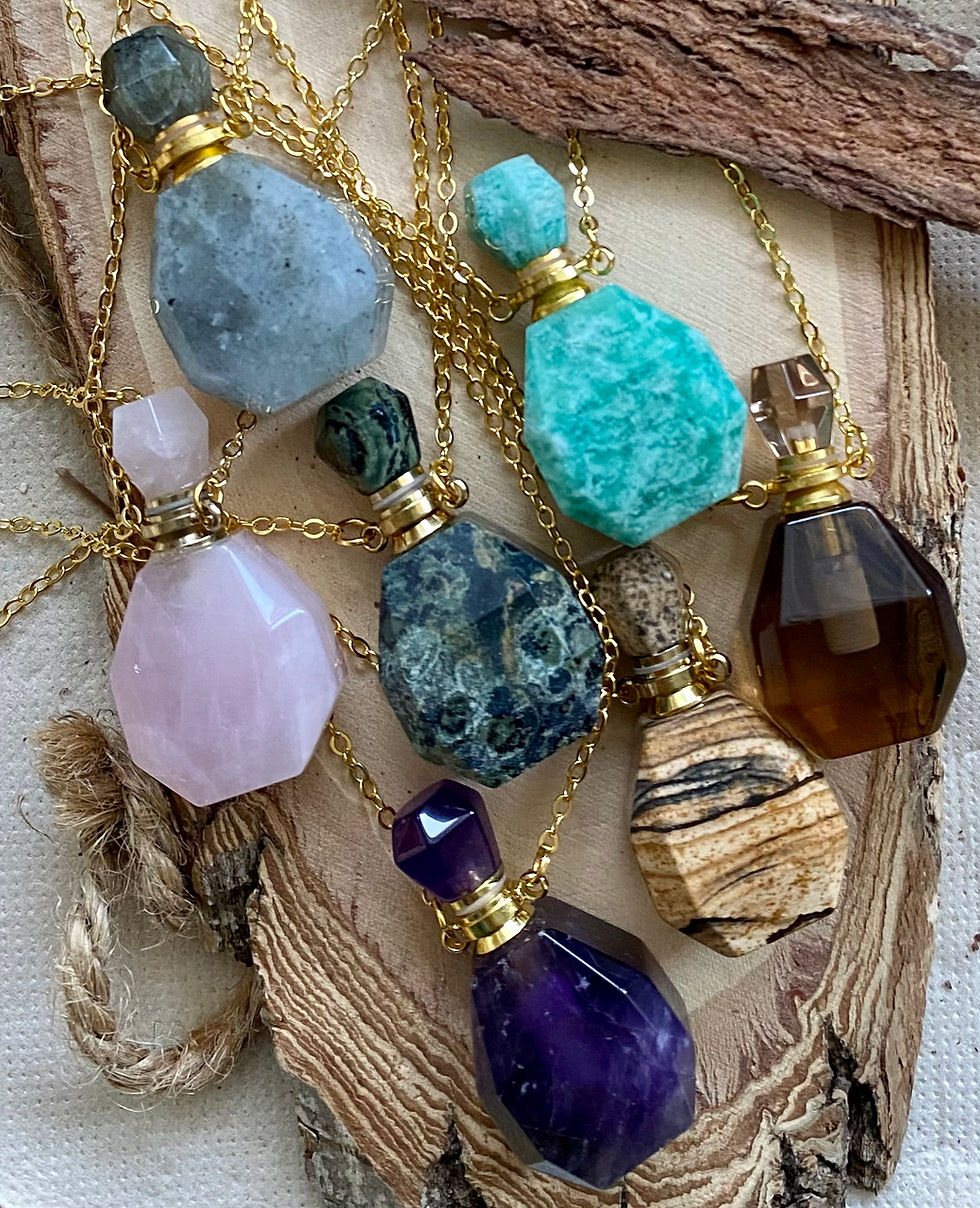 Miniatura: Collier flacon pierre véritable GEMME Quartz gris