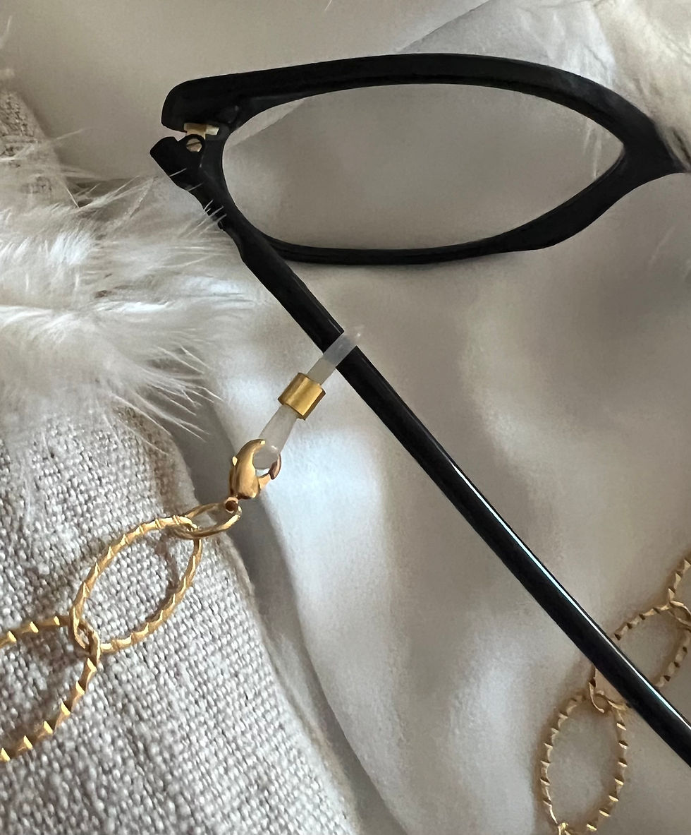 Miniatura: Chaine grosses mailles ovales striées façon lunettes/Bijou téléphone/colliers
