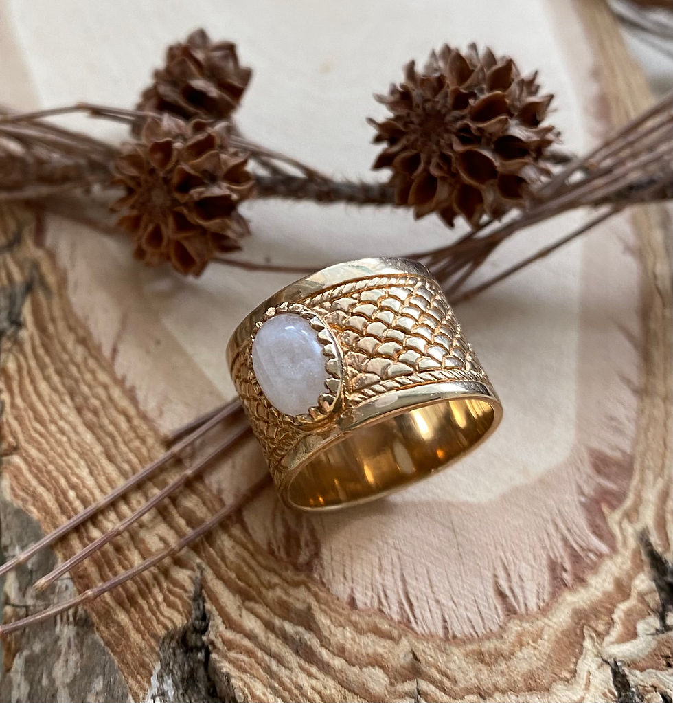 Miniaturbild: Bague cabochon pierre de lune naturelle