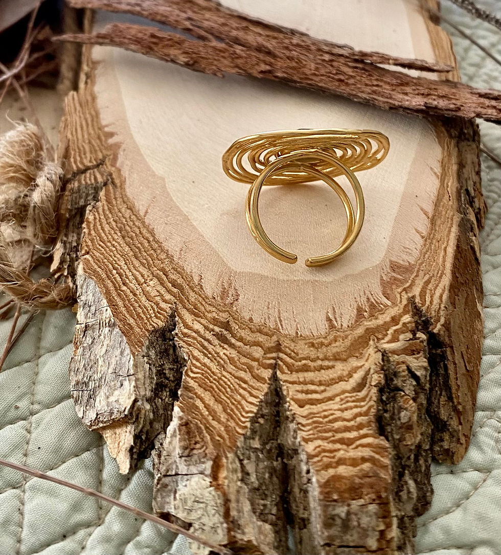 Thumbnail: Bague Millegrain  ajustable en plaqué OR 24K pierre Labradorite véritable