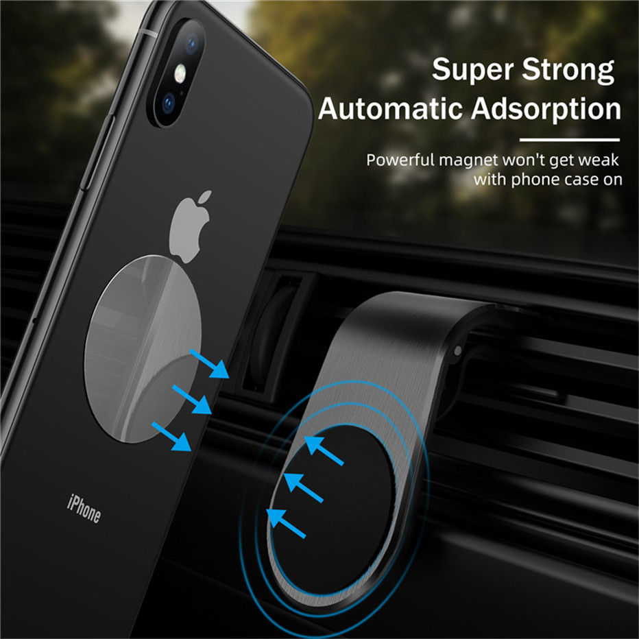 Miniatura: Suporte magnético para celular veicular com clipe para saída de ar, rotação de 3
