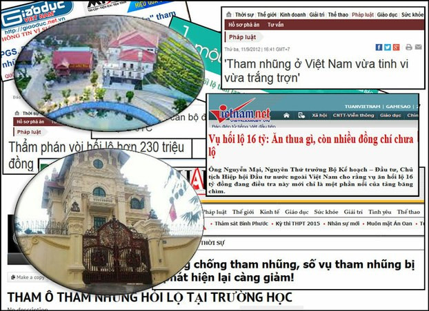 Ảnh minh họa: Tin tức về tham nhũng trên báo chí nhà nước.
