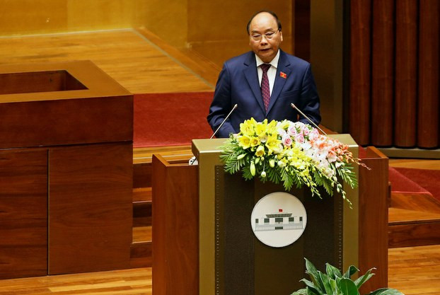 Hình minh hoạ. Thủ tướng Nguyễn Xuân Phúc phát biểu trước Quốc hội ở Hà Nội hôm 22/10/2018
