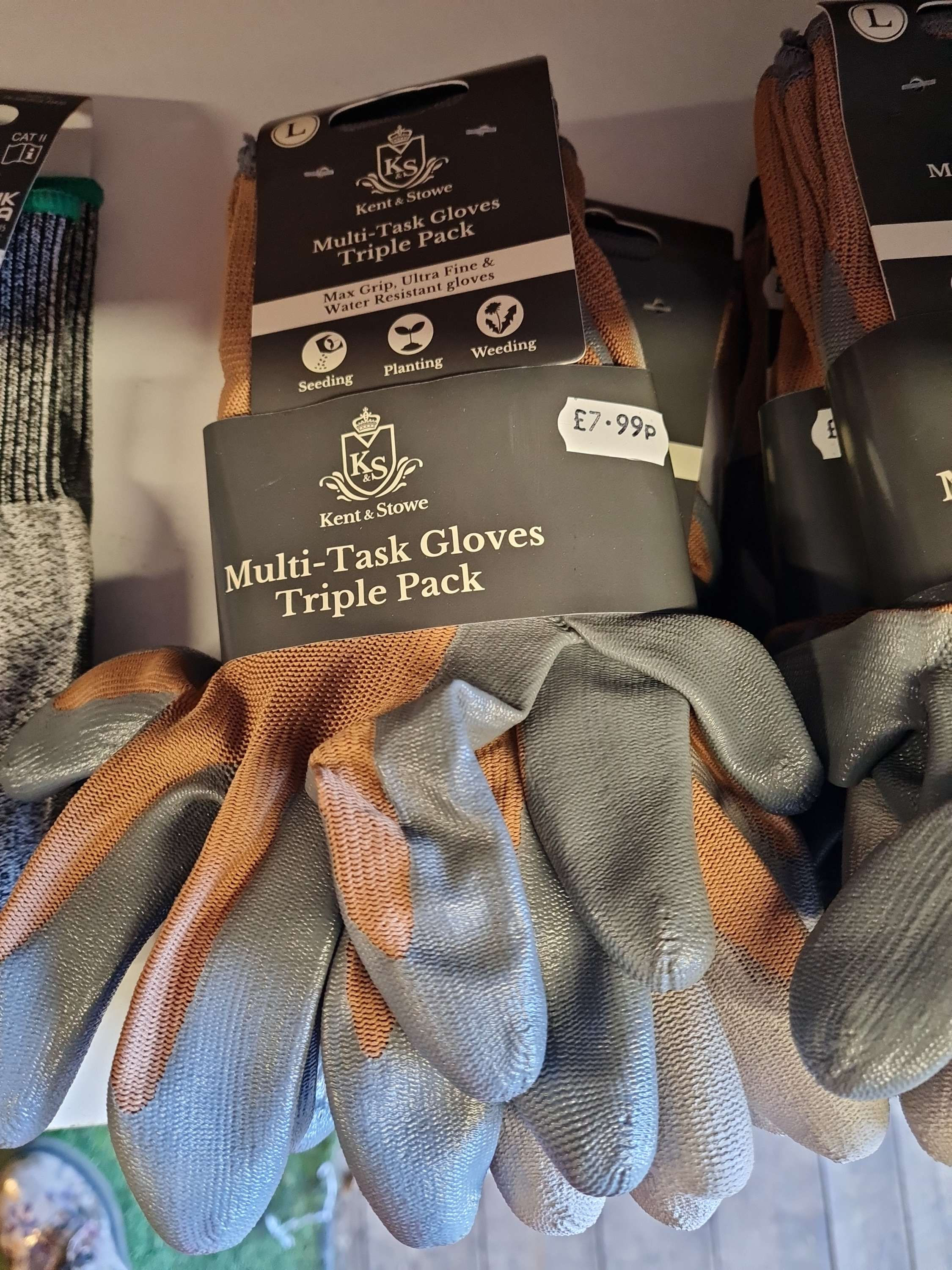 Large garden gloves triple pack