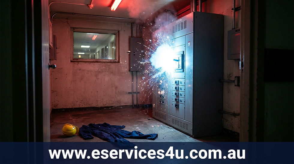 Hospital arc flash safety Australia - essential supply switchboard explosion threatening patient care - RPEQ arc flash study required - www.eservices4u.com.au