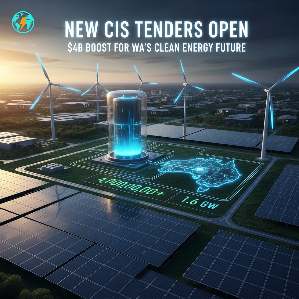 New CIS tenders open in Western Australia: $4B clean energy boost with solar farms, wind turbines and battery storage, targeting 1.6 GW capacity.