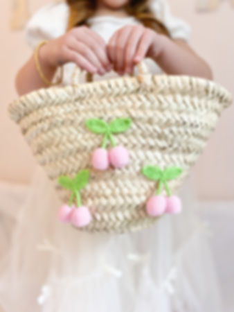Cherry Knit Handwoven Basket 