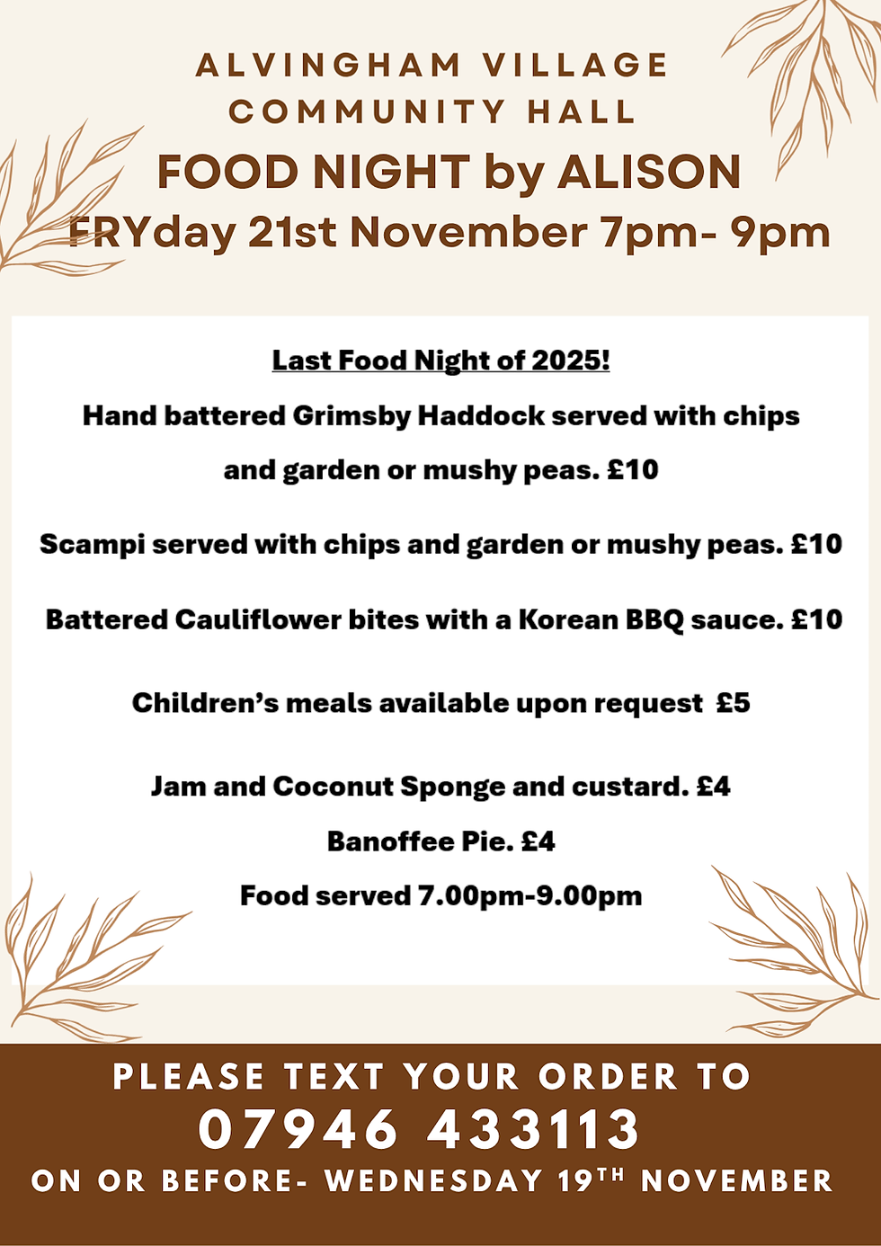 FOOD & Social Night - 7pm - 9pm