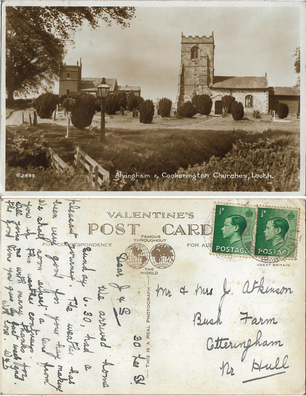 Postcard 1 - Alvingham & North Cockerington Churches 