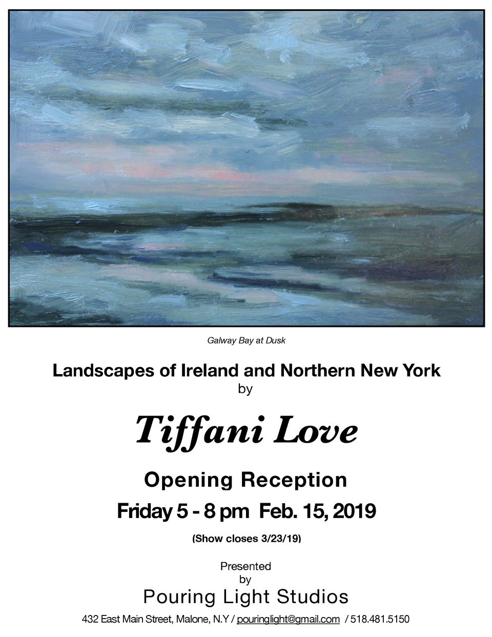 Landscapes of Ireland and Northern New York at Pouring Light Studios