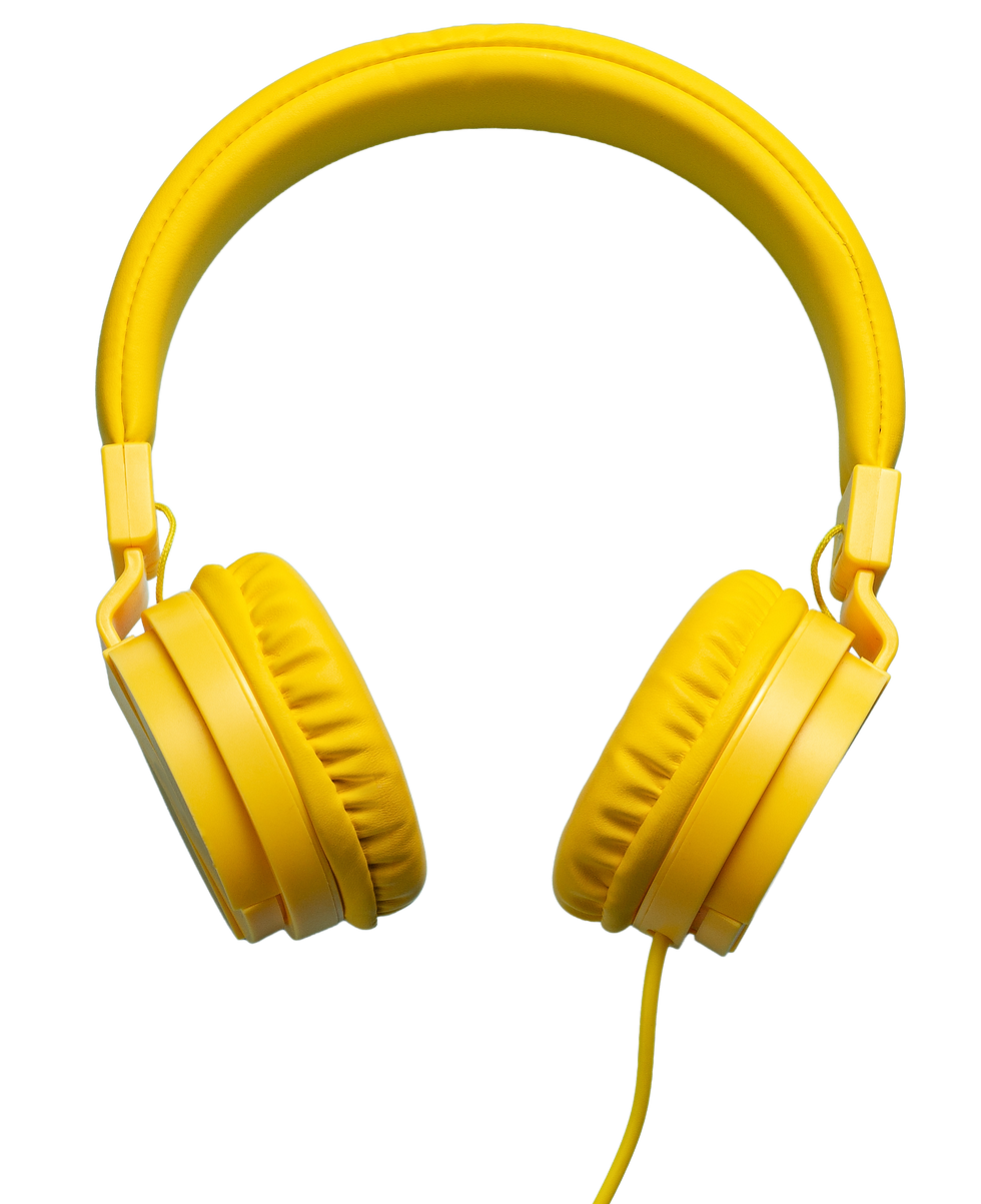 Écouteurs-jaunes-punchée