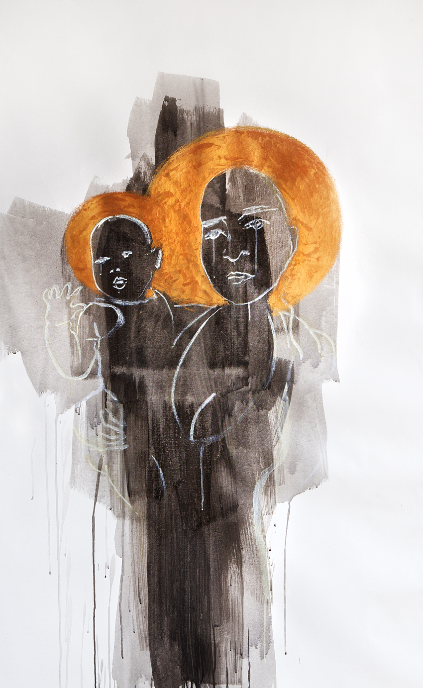 The black Madona, mixes media on canvas, 160x90cm 2014