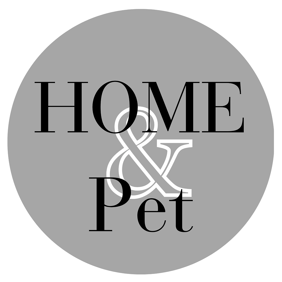 Home and Pet written inside dark grey circle.