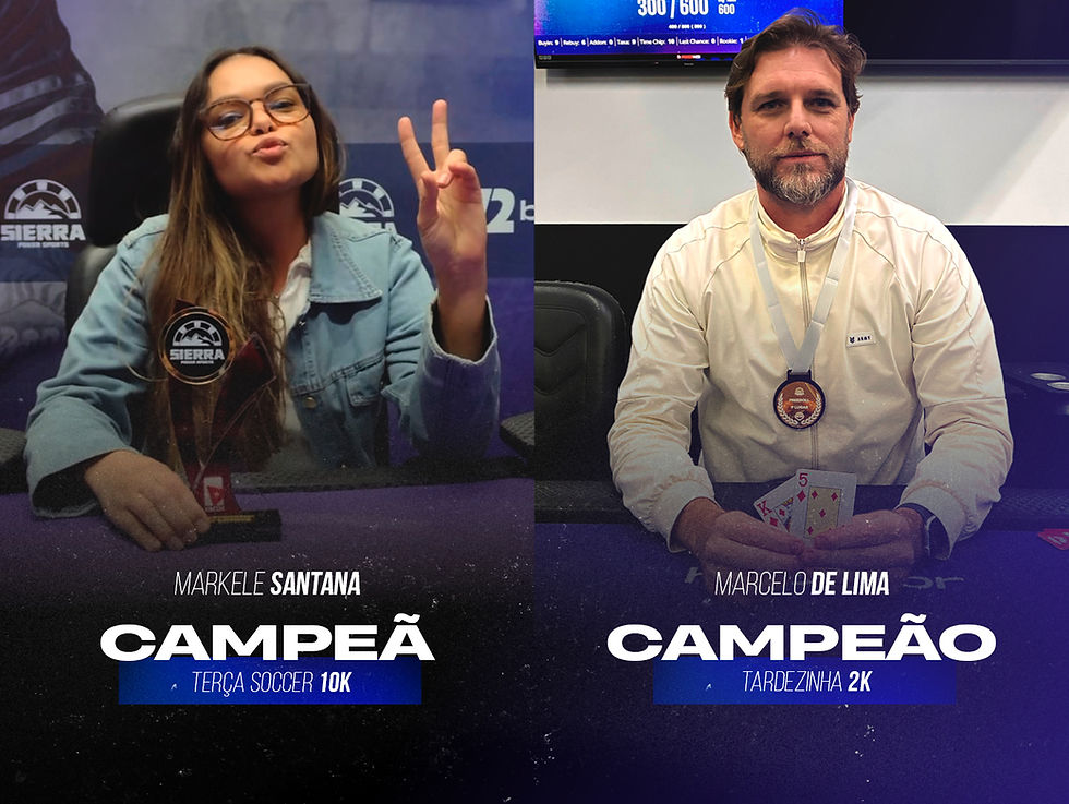 Markele Santana vence a Terça Soccer 10K e Marcelo Lima divide o topo da Tardezinha 2K no Sierra Poker