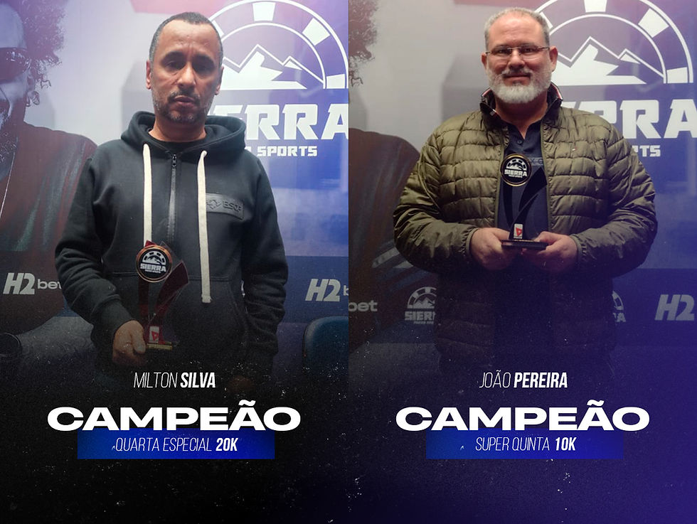 Campeões dos torneios de poker no Sierra Poker em Belo Horizonte.