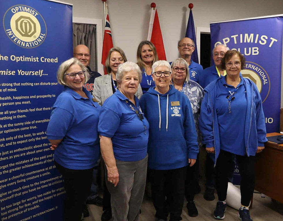 Members of the Paris Optimist Club Executive Board include (back row), from left: Alex Faux, Jackie McDonald, Julie Henwood, Mel Osborne and Larry Crawley. Front row, from left: Andrée Lamarche, Marilyn McCulloch, Wendy Baer, Lynda Kelley and Carolann Urquhart. Other members include Grant Brooker, Norm Greenfield, Leslie Brown, Emily Buzsik, Jen Oviedo, Ann Hannah, Ann Fowler, Dwayne Budgell and Lauren MacPherson.