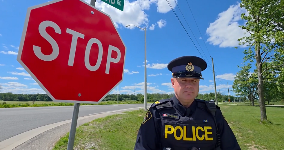West Region OPP Sgt. Ed Sanchuk unveiled the “Stop. Look. Live.” safe driving campaign on Monday. The initiative aims to eliminate preventable collisions at intersections. West Region OPP X screenshot