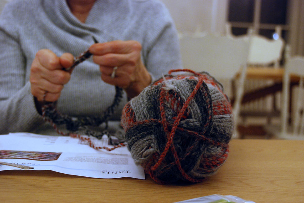 The Knit-A-Longs at Riverwalk Commons invite knitters of all skills to work on a project, teach one another and socialize.