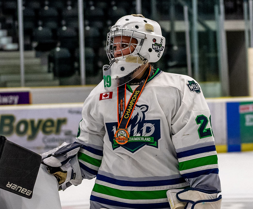 West Northumberland Wild goalie Paisley Dafoe-Shred (29) received MVP honours for her shutout against the Ancaster Avalanche in the U15BB championship game on Sunday. The 2026 edition of Halloween Havoc featured 76 teams this year across the ice in Port Hope, Cobourg, Bewdley and Baltimore.