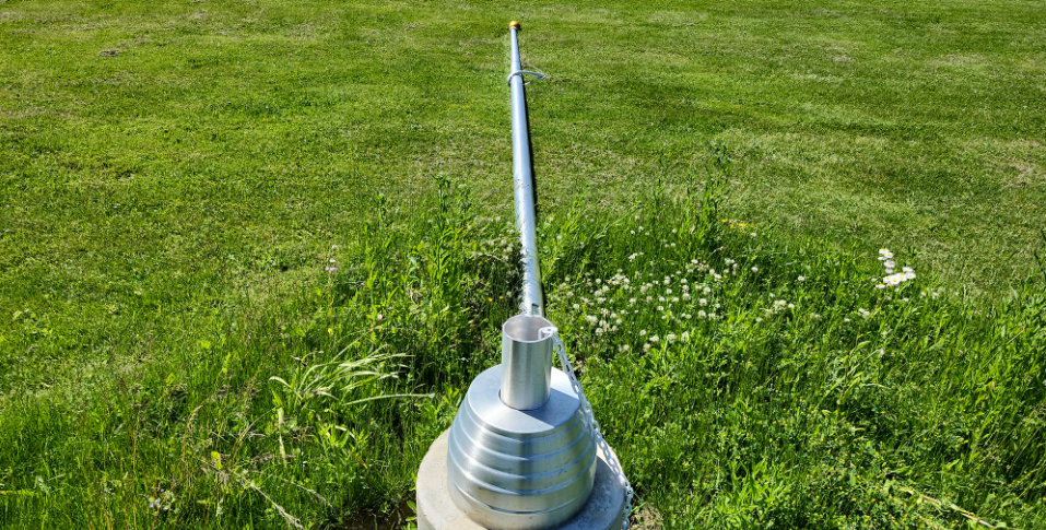 Pictured is one of the flagpoles cut down by two suspects in Perth County over the weekend. Poles in Perth East and North Perth were damaged.