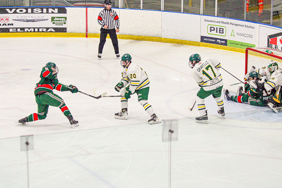 Oliver Lacko scores his second goal of the game during the St. Marys Lincolns’ 3-2 overtime loss on Nov. 23 to the Elmira Sugar Kings.