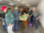 Tavistock Men’s Club members clocked plenty of steps Monday morning as they worked their way through 1,200 cabbages to make this year’s sauerkraut. John Schultz, right, joked he always breaks his walking record during the annual effort. Gary West photo