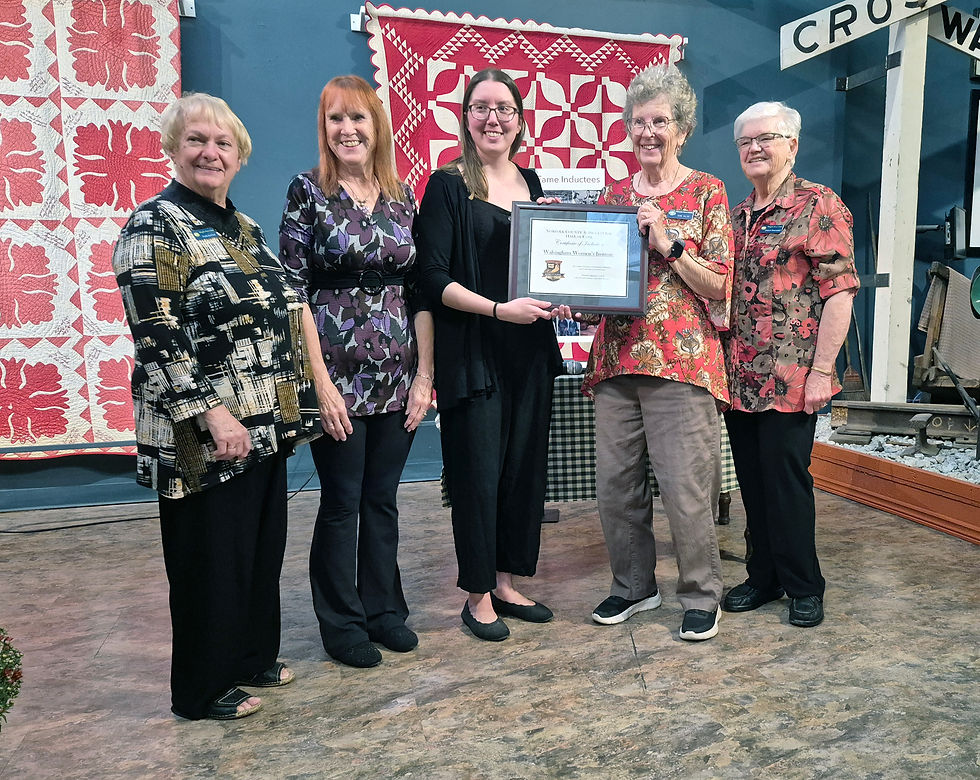 The 38 branches, past and present, of the Norfolk County Women’s Institutes were inducted into the Norfolk County Agricultural Hall of Fame in September. From left are Phyllis Buchner, Cynthia Bishop, Waterford Heritage Agricultural Museum assistant curator Angela Ferreira, Diane Salter, and Sharon Beausaert at the Hall of Fame award presentation.