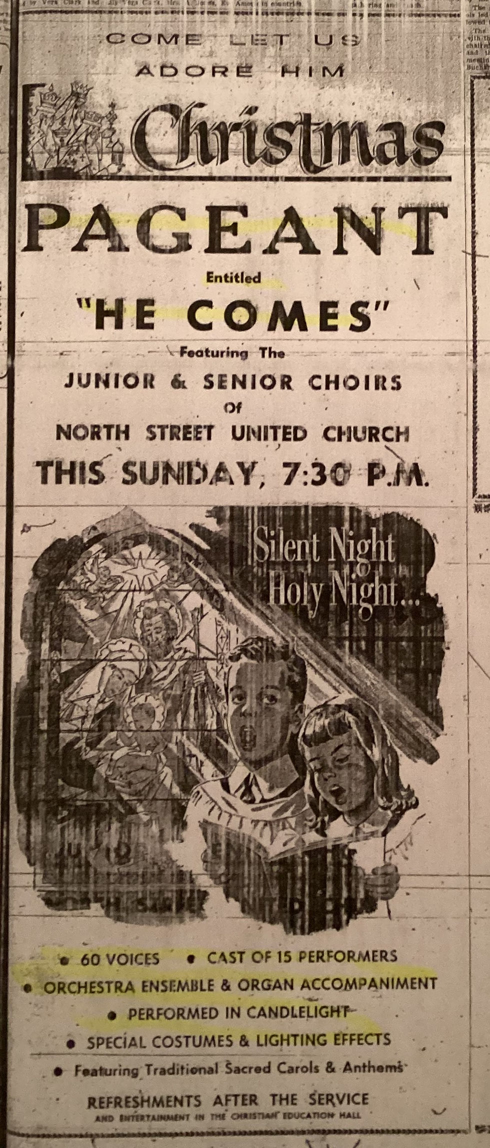 North Street United Church Christmas Pageant ‘He Comes’ was a highlight of the 1965 Christmas season in Goderich.