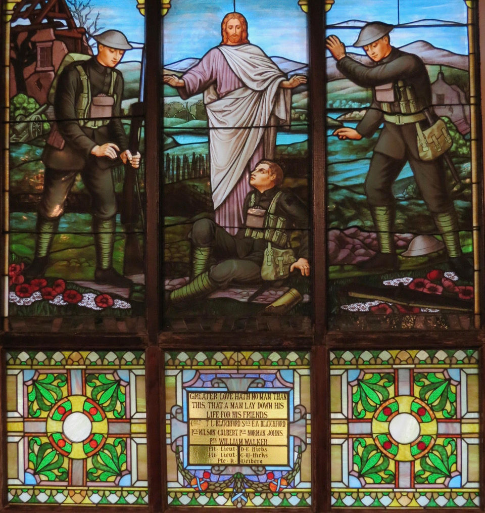 Memorial windows of Crediton United Church: Great Love Hath No Man…