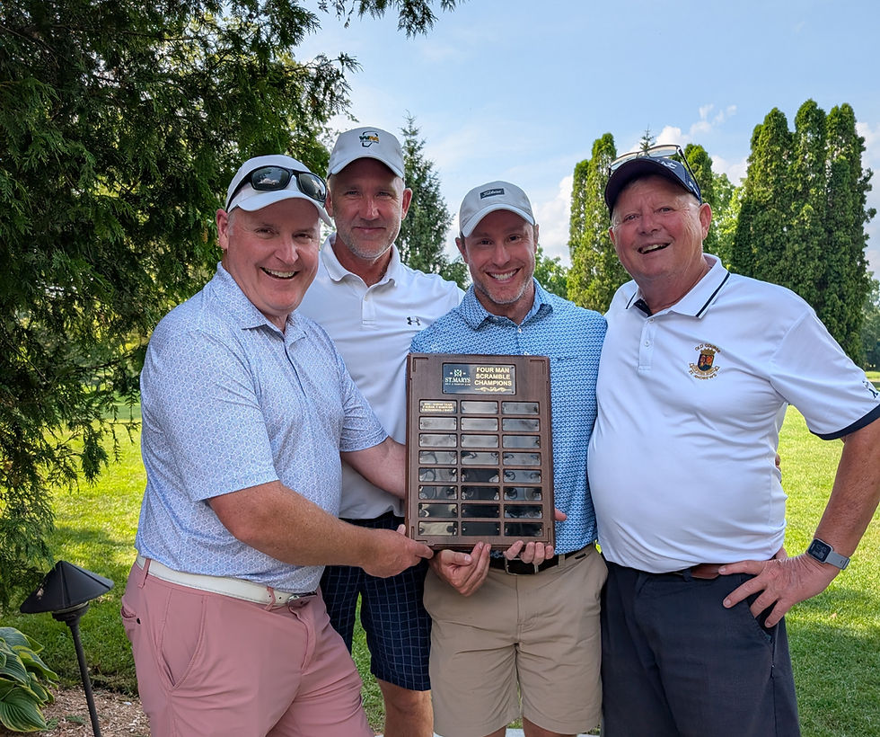 Pictured from left to right are Andrew Cunningham, Jim Ahrens, Jeremy Foran and Rob Lemmons, who won the St. Marys Golf and Country Club’s (SMGCC) Four-Man Scramble tournament July 4.