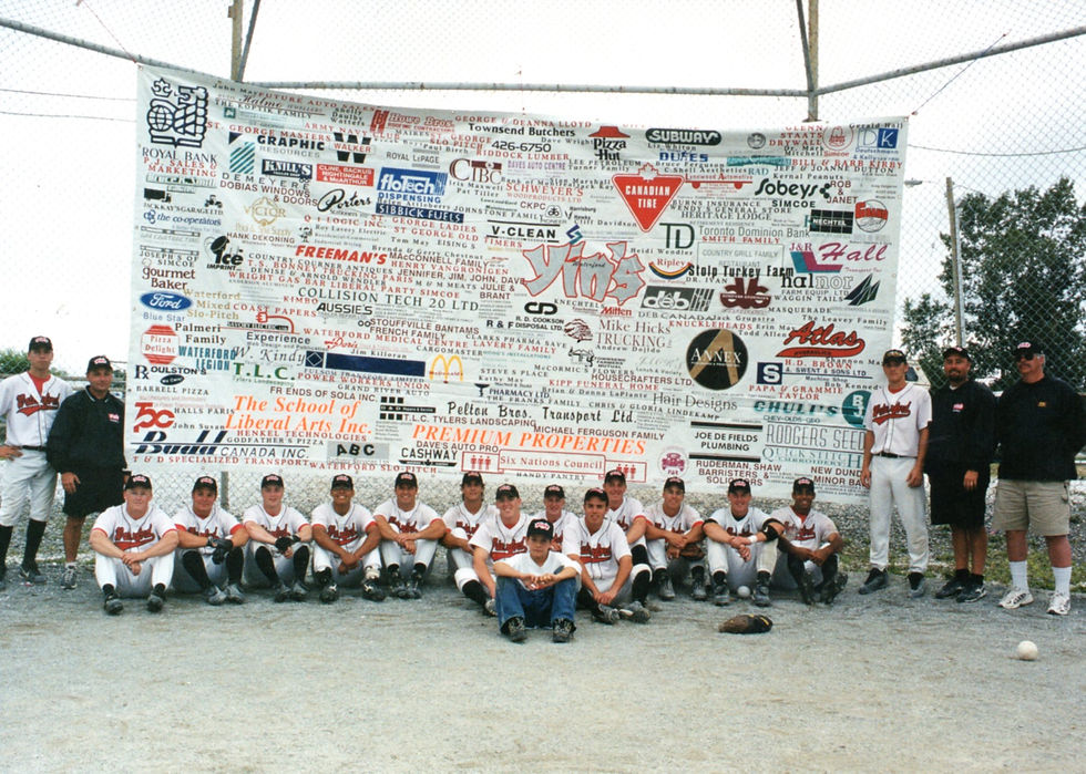 Championship team with all its many sponsors on display