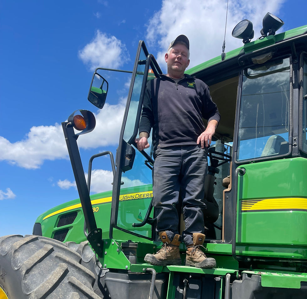 Dave Meadows operates his 400-horsepower John Deere 9330 four-wheel-drive tractor while cultivating a 50-foot swath of land at a time near Harmony. The tractor’s GPS guidance system allows for precise fieldwork with no overlap, helping save time and fuel. Gary West photo