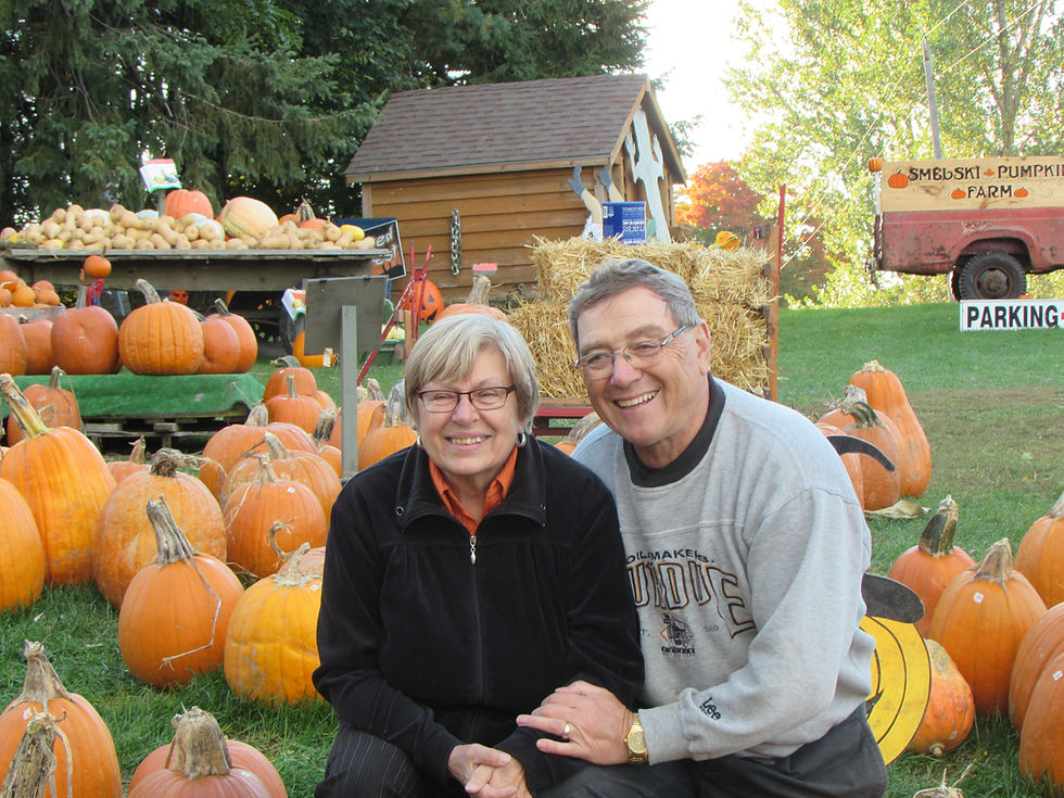 Jean and Richard Smelski, pictured here on their farm’s pumpkin patch, are being inducted this year to the Stratford-Perth Museum’s Agricultural Wall of Fame.