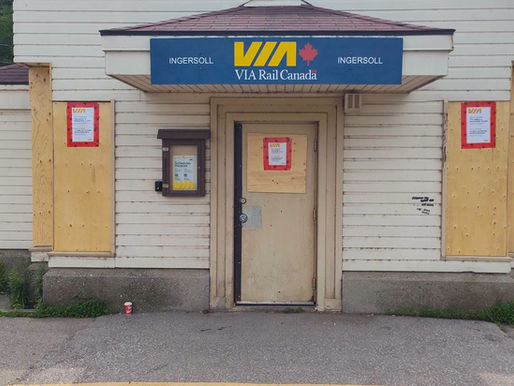 Ingersoll train station boarded up by VIA