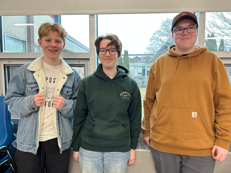 Students at SDSS are partnering with the Local Community Food Centre and Climate Momentum to help people better understand how to reduce their ‘foodprint.’ From left: Leif Wahlquist, Rory Auster and Quinn Kearsey, SDSS Eco-Club members.