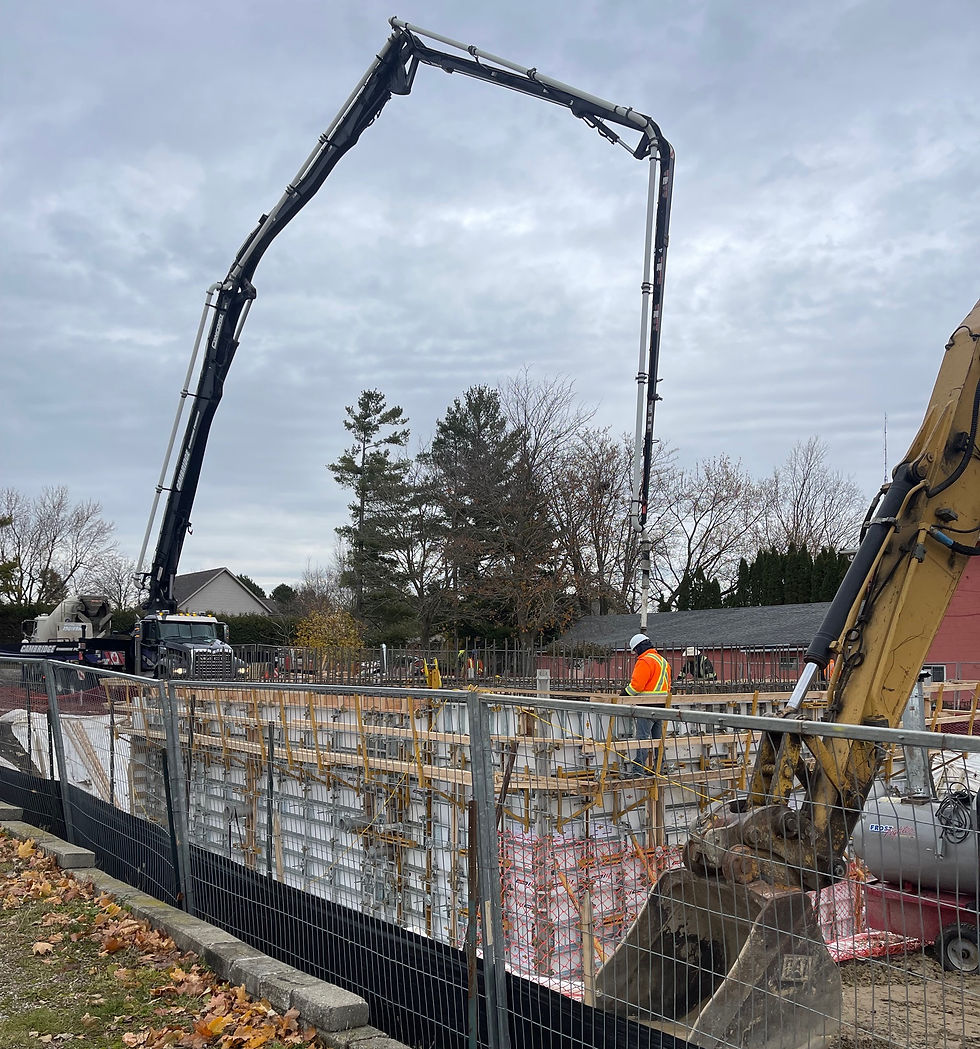 Construction crews continue work on the new pumphouse in Shakespeare, designed to reduce arsenic and iron levels in the village’s water supply. Gary West photo