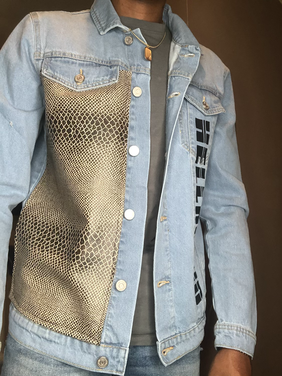 snakeskin denim jacket