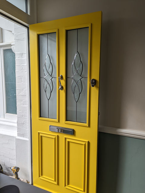 Eggshell painted front door