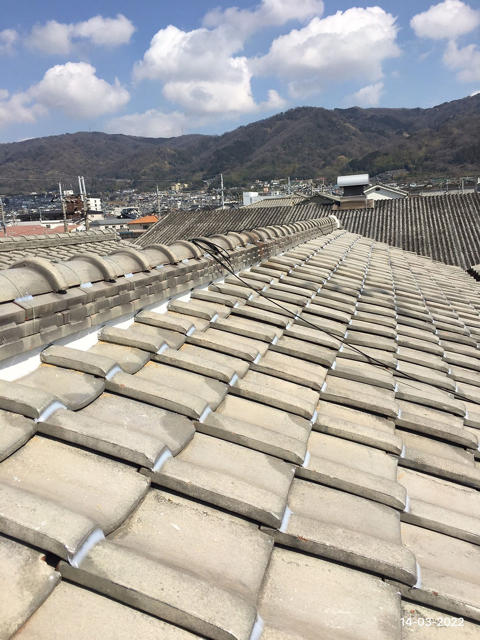 屋根工事(棟面戸しっくい工事・瓦ラバー工事)