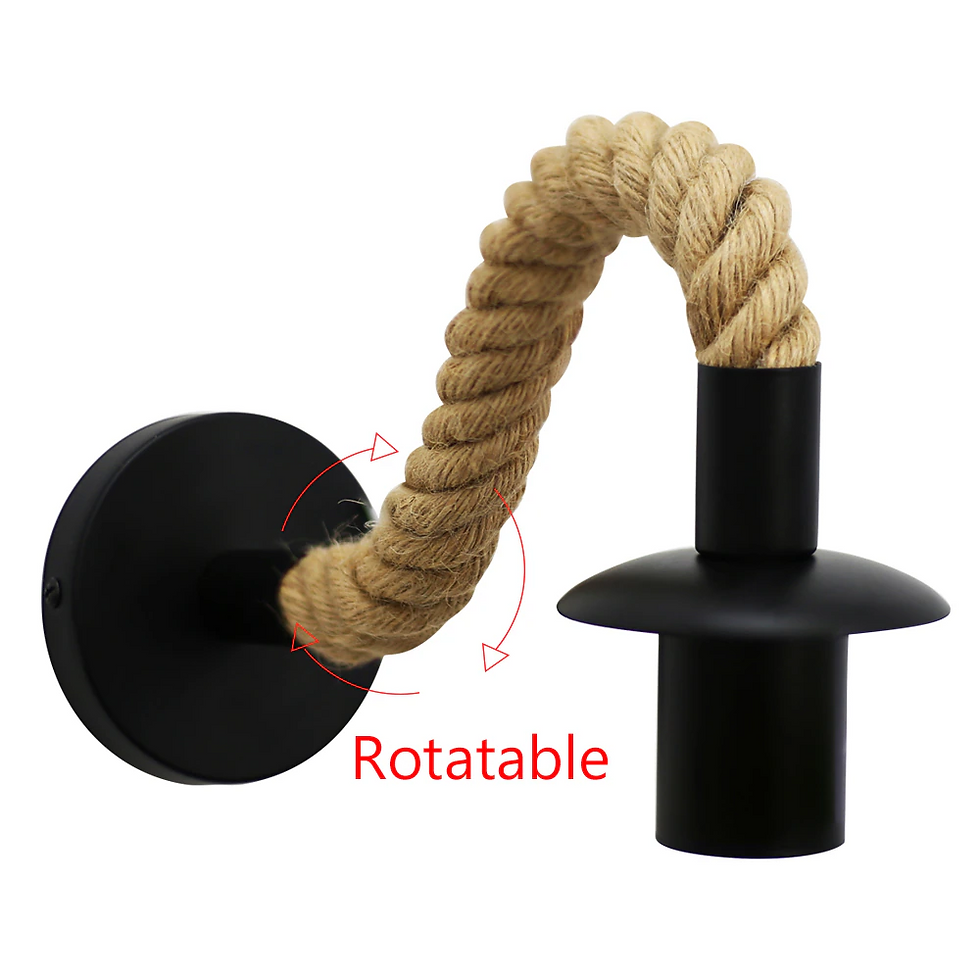 Thumbnail: Vintage Industrial Wall Light E27 Hemp Rope Pendant Lamp for Bedroom Bedside Din