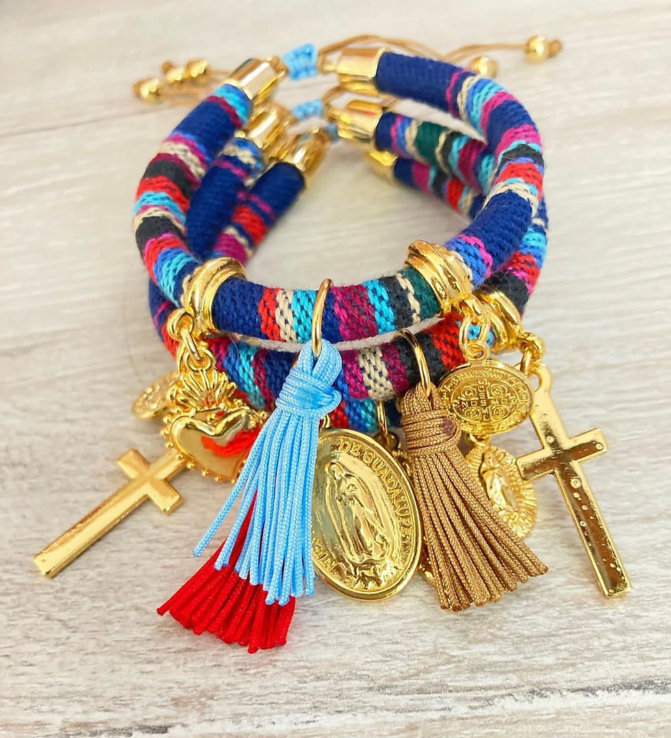 Set pulseras FE azul/dorado