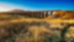 Professional landscape photography print of a vibrant sunrise at Ribblehead Viaduct in the Yorkshire Dales, with golden light catching the surrounding moorland grasses