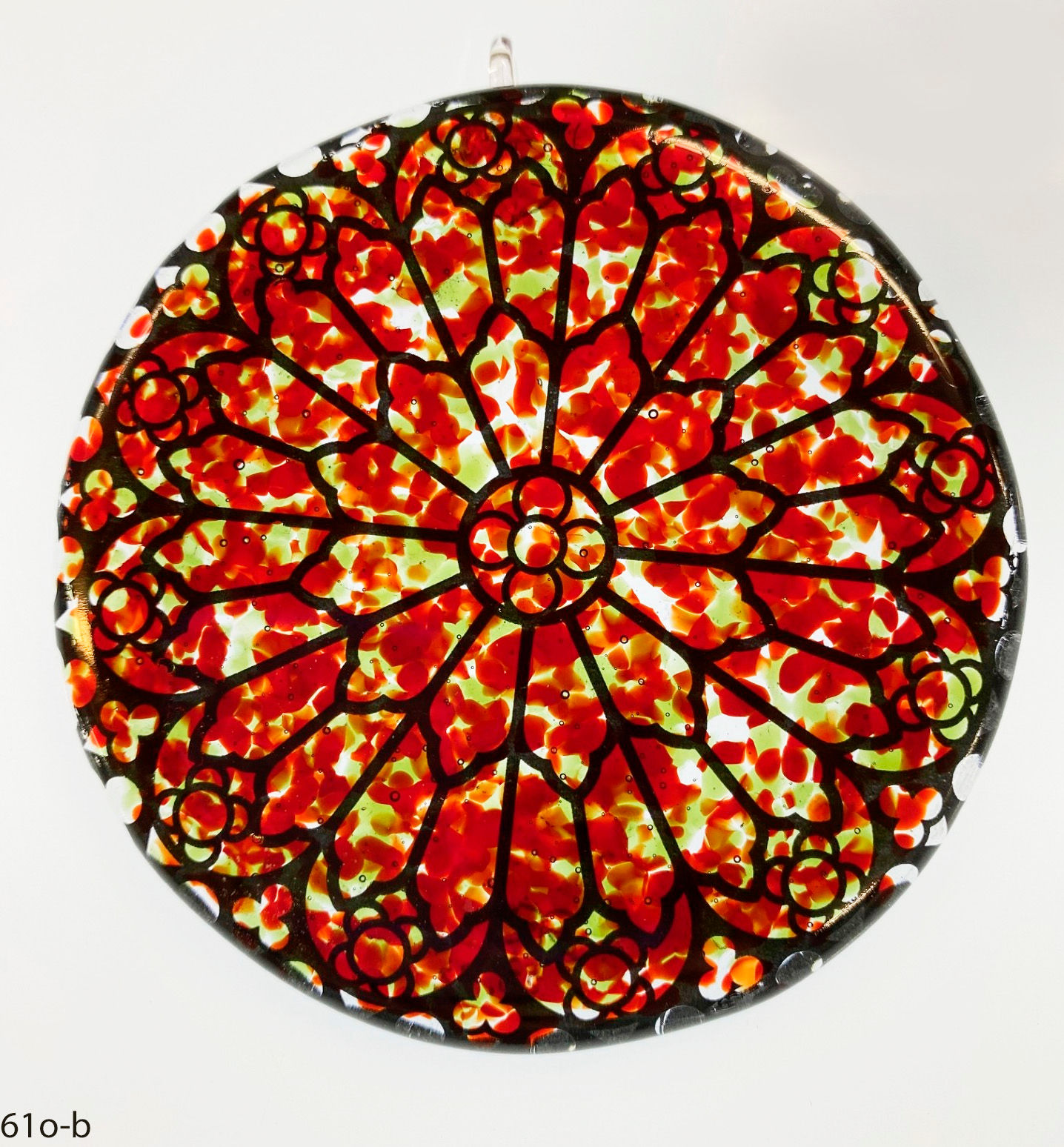 Stained Glass Red, Green Round Ornament
