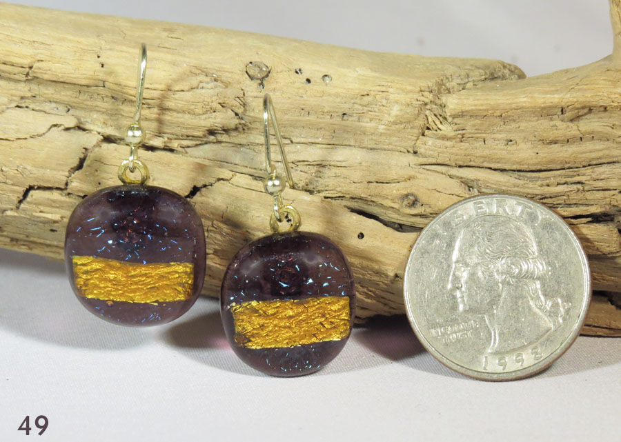 Medium Purple Irid Glass Earrings