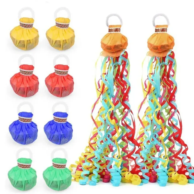 10pcs Party Supplies Colored Paper Pull Flowers Wedding Party Hand Thrown Ribbon