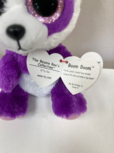 Boom Boom Purple Panda Plush Ty Beanie Boo Boom Boom Panda Clearance